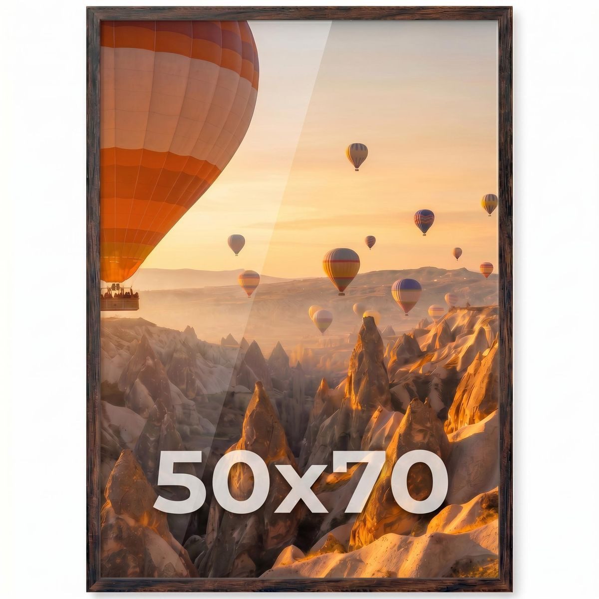 PHOTOLINI Bilderrahmen modern mit bruchsicherem Acrylglas, Holz MDF für Fotos & Poster, für 1 Bilder (1 Einzelrahmen), Posterrahmen 50x70 cm zum Aufhängen