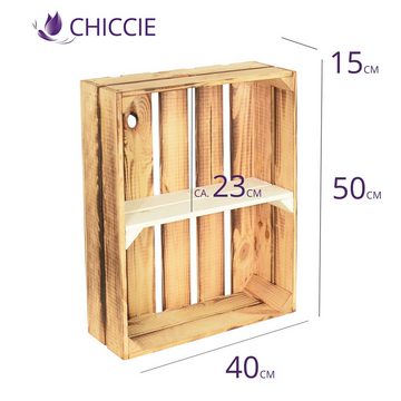 CHICCIE Holzkiste Holzregal 50x40x15cm - hell geflammt weiß 1x kurzes Regal (1 St)