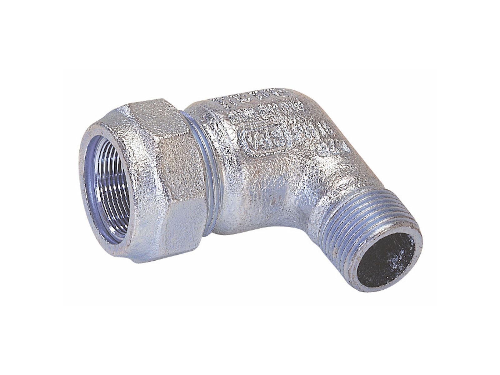 GEBO Gewindefitting Temperguss-Klemmverbinder Typ WA, 90° Winkel mit AG - für Stahlrohr, AG 1 Zoll x Ø 33,7 mm