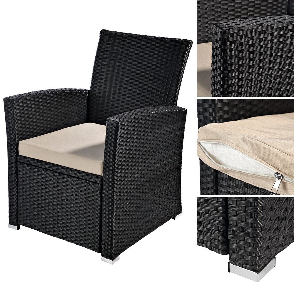 Melko Gartensessel Rattansessel Sessel Schwarz Rattan Gartenmöbel Gartenses günstig online kaufen