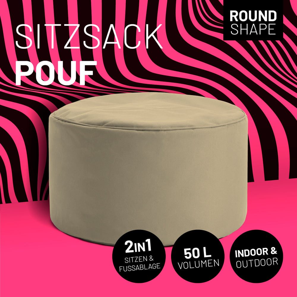 Lumaland Sitzsack Pouf 50L kompakt Hocker, Tisch, Fußsack in- & Outdoor, 25x45cm & 5 Jahre Garantie – Bild 2 von 5