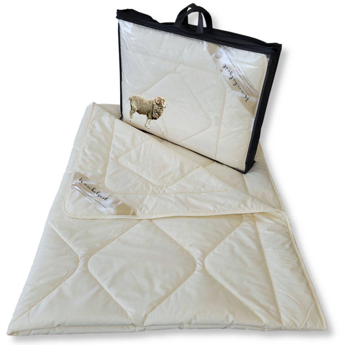 Meivita Naturhaarbettdecke Merino Schafschurwolle extra leichte Sommerdecke, Füllung: 100% Wolle, Bezug: 100% Baumwolle, Bettdecke Hergestellt in Deutschland