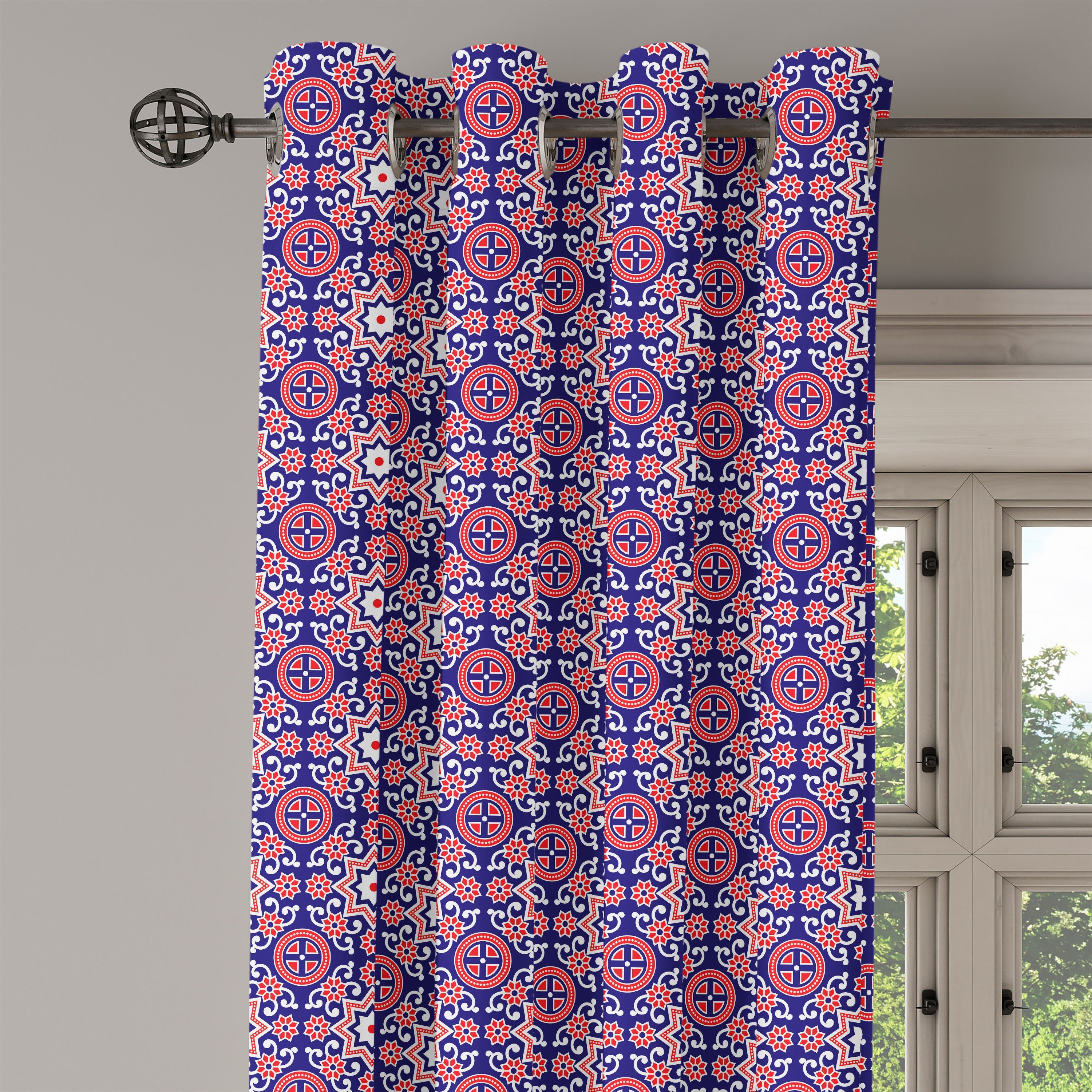 Abakuhaus, Wohnzimmer, Alt Ethnisch Schlafzimmer Gardine 2-Panel-Fenstervorhänge für Oriental Dekorative Marokkanische
