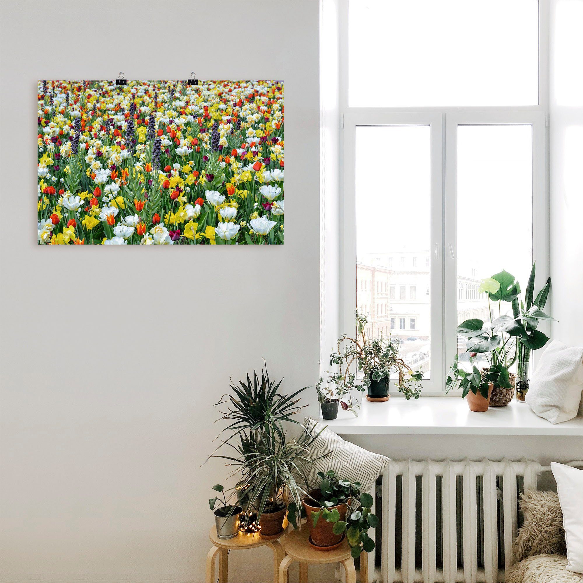 (1 Leinwandbild, Wandaufkleber Alubild, verschiedenen in Wandbild oder Artland St), Poster versch. Blumenwiese Größen von als Frühlingsblumen, Feld