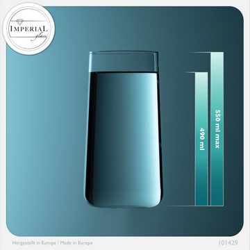 IMPERIAL glass Glas Trinkgläser, Glas, 490ml (max. 550ml) Wassergläser Saftgläser Longdrinkgläser