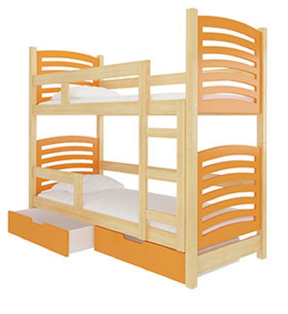 Natur Hochbett wählbar Absetzungen: mit Schlafgelegenheiten) Feldmann-Wohnen (Etagenbett / OSUNA 2 orange Farbe Kiefer