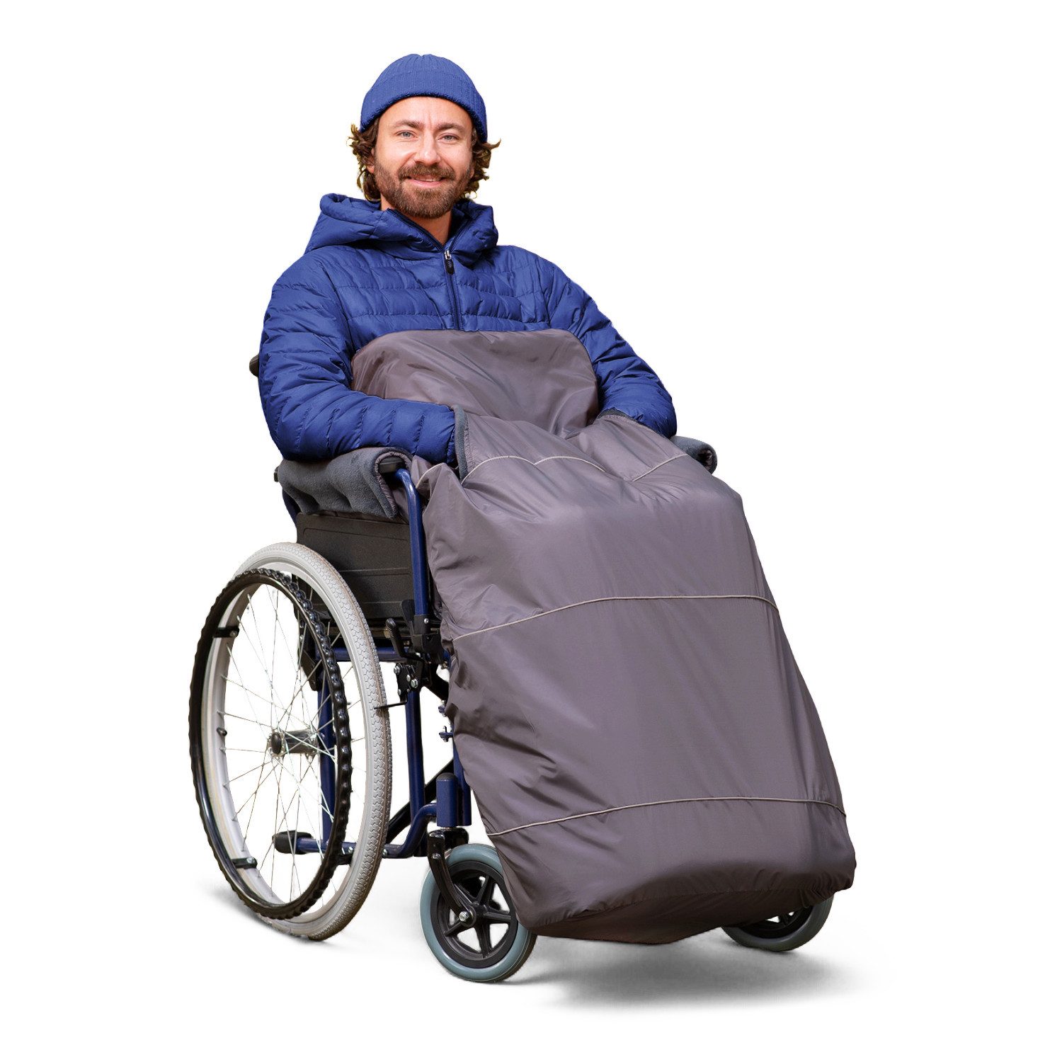 novely® Fußsack OWEN PRO Rollstuhl-Fußsack aus Soft Fleece - Für Rollstühle mit Armleh, Wetterfest; Thermo-warm und Ultraweich