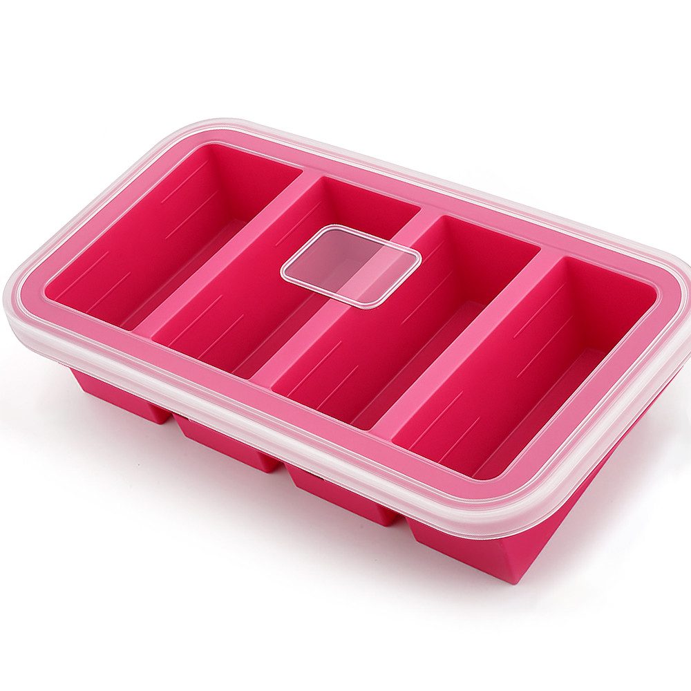 Eiswürfelform Silikon-Gefrierbehälter mit Deckel, Portionierer für Suppe & Soßen
