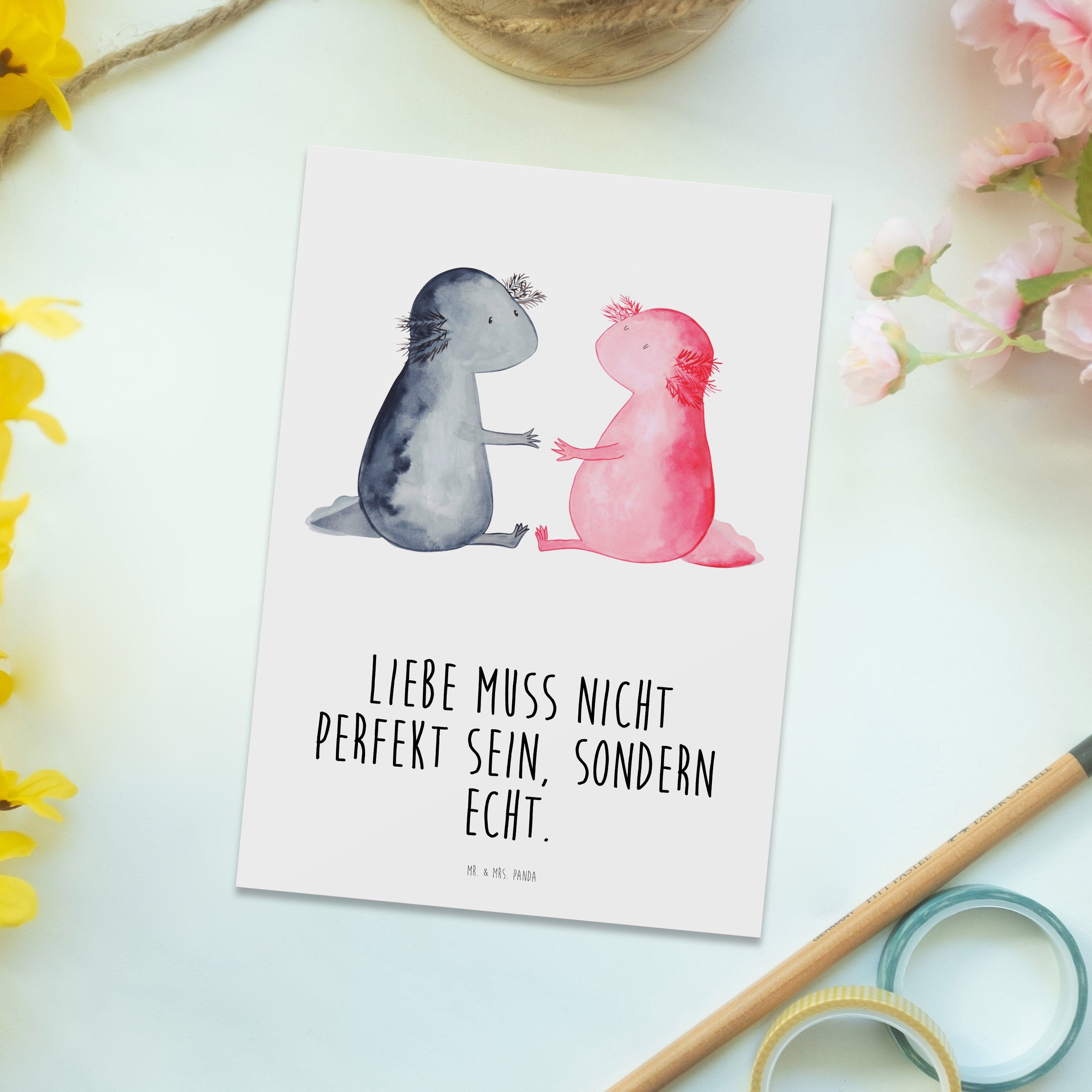 Mr. - Liebe Weiß Einladungskarte, Mrs. & Axolotl E Postkarte Geschenk, - Panda Geburtstagskarte,