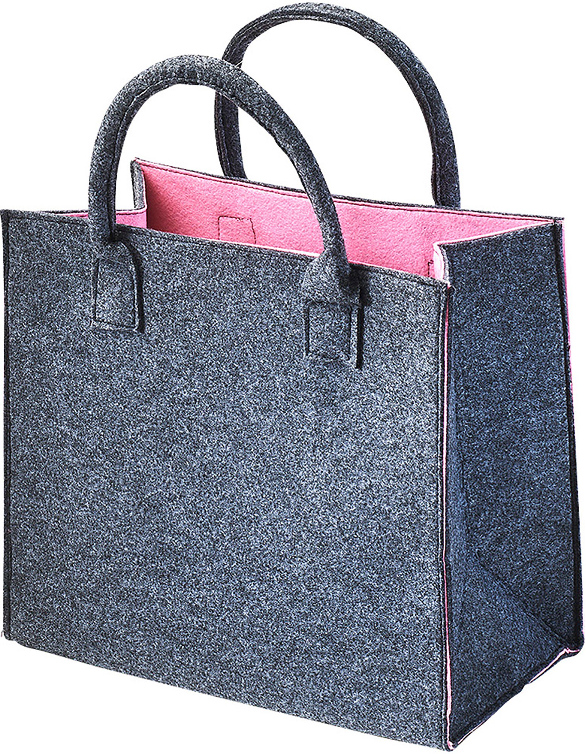 Kobolo Einkaufsshopper Filztasche außen grau meliert innen rosa 35x20x30, 2 günstig online kaufen