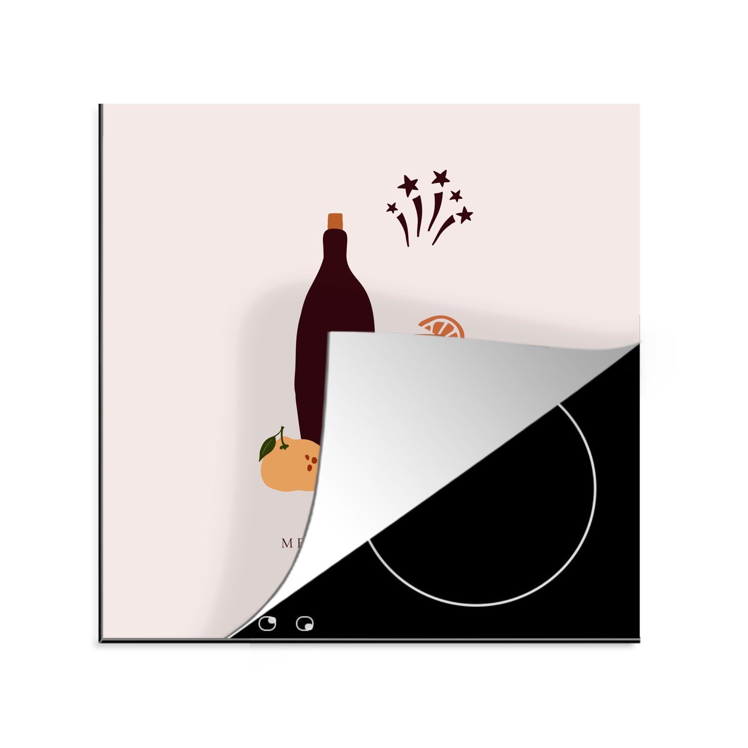 MuchoWow Herdblende-/Abdeckplatte Weingläser - Weinflasche - Zitate, Vinyl, (1 tlg), 78x78 cm, Ceranfeldabdeckung, Arbeitsplatte für küche