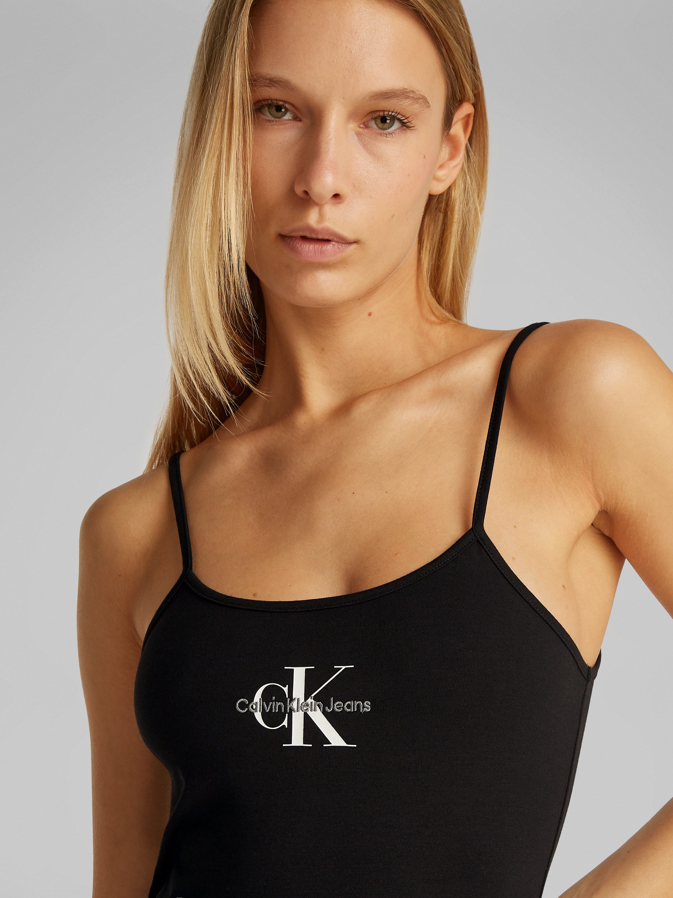 Calvin Klein Jeans Spaghettikleid MONOLOGO STRAPPY DRESS mit Logoschriftzug