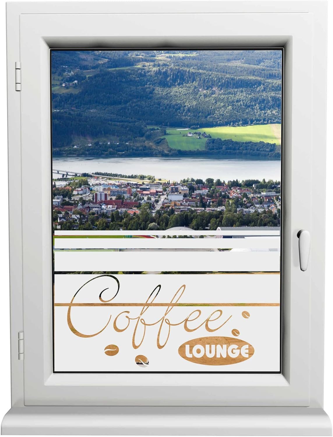 INDIGOS UG Fensterfolie Glasdekorfolie Coffee Lounge – H50Line Sicht- & Sonnenschutz
