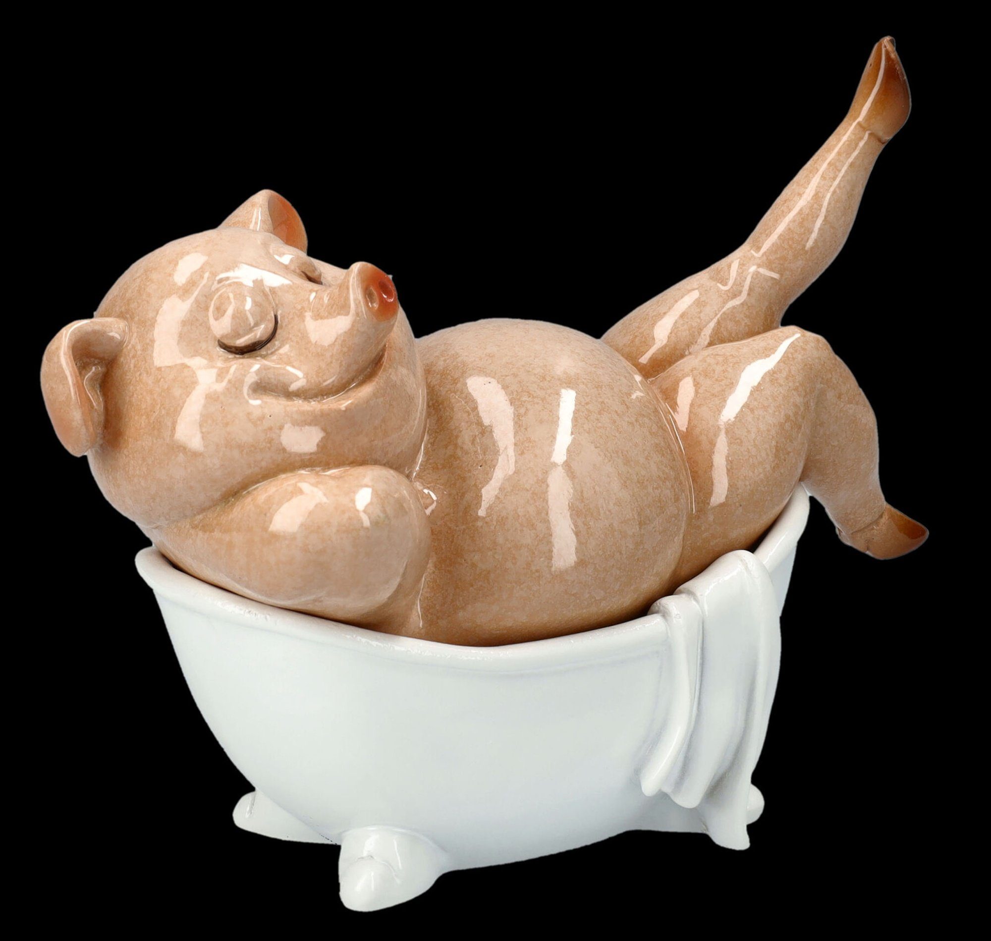 Figuren Shop GmbH Tierfigur spaßige Badewanne Schweine - Lustige Badezimmer Dekofigur Figur in