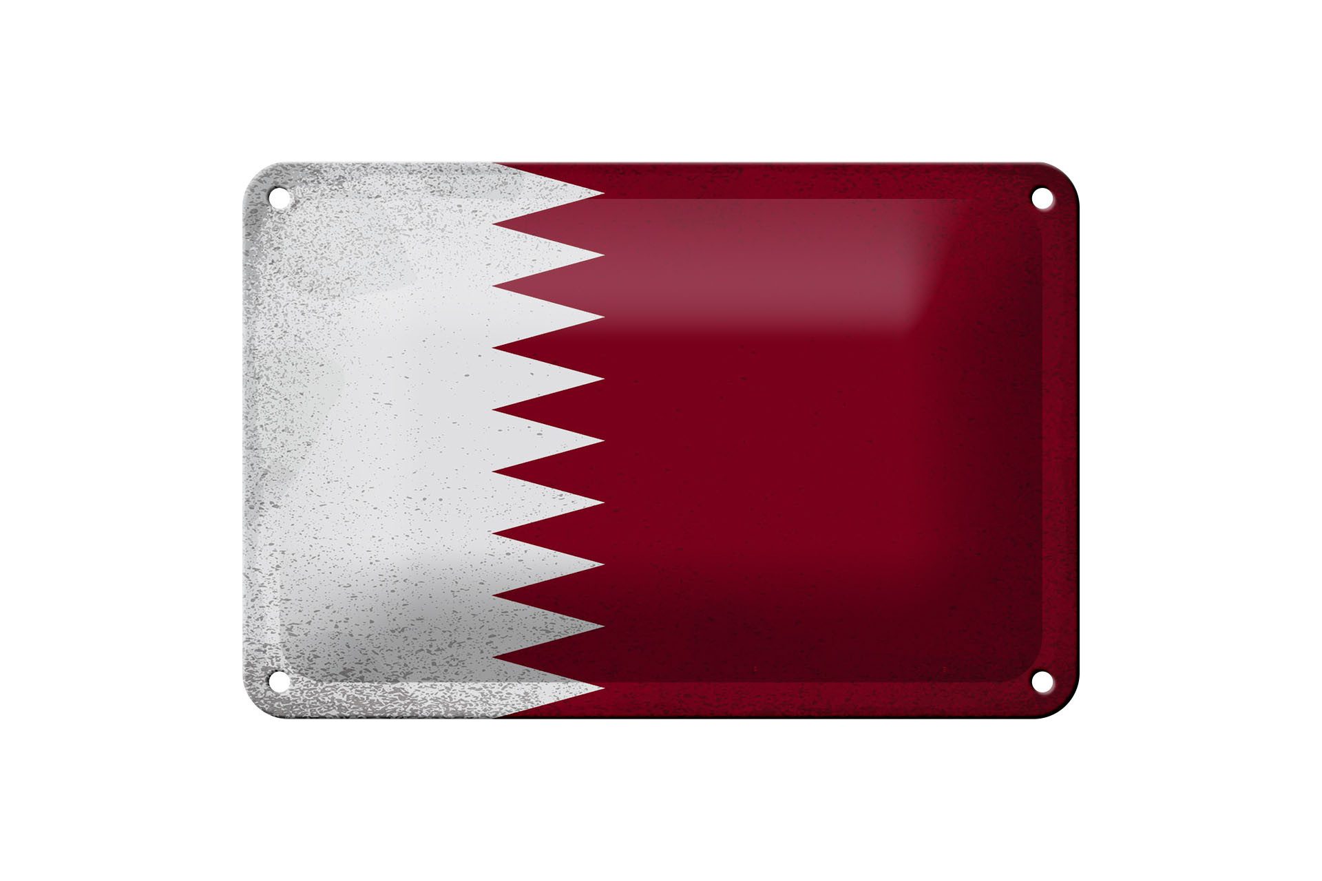 Femer GmbH Metallschild Flagge Katar 18x12cm Flag of Qatar Vintage, (1 St), gewölbte Oberfläche, abgerundete Ecken, umgeschlagene Kanten