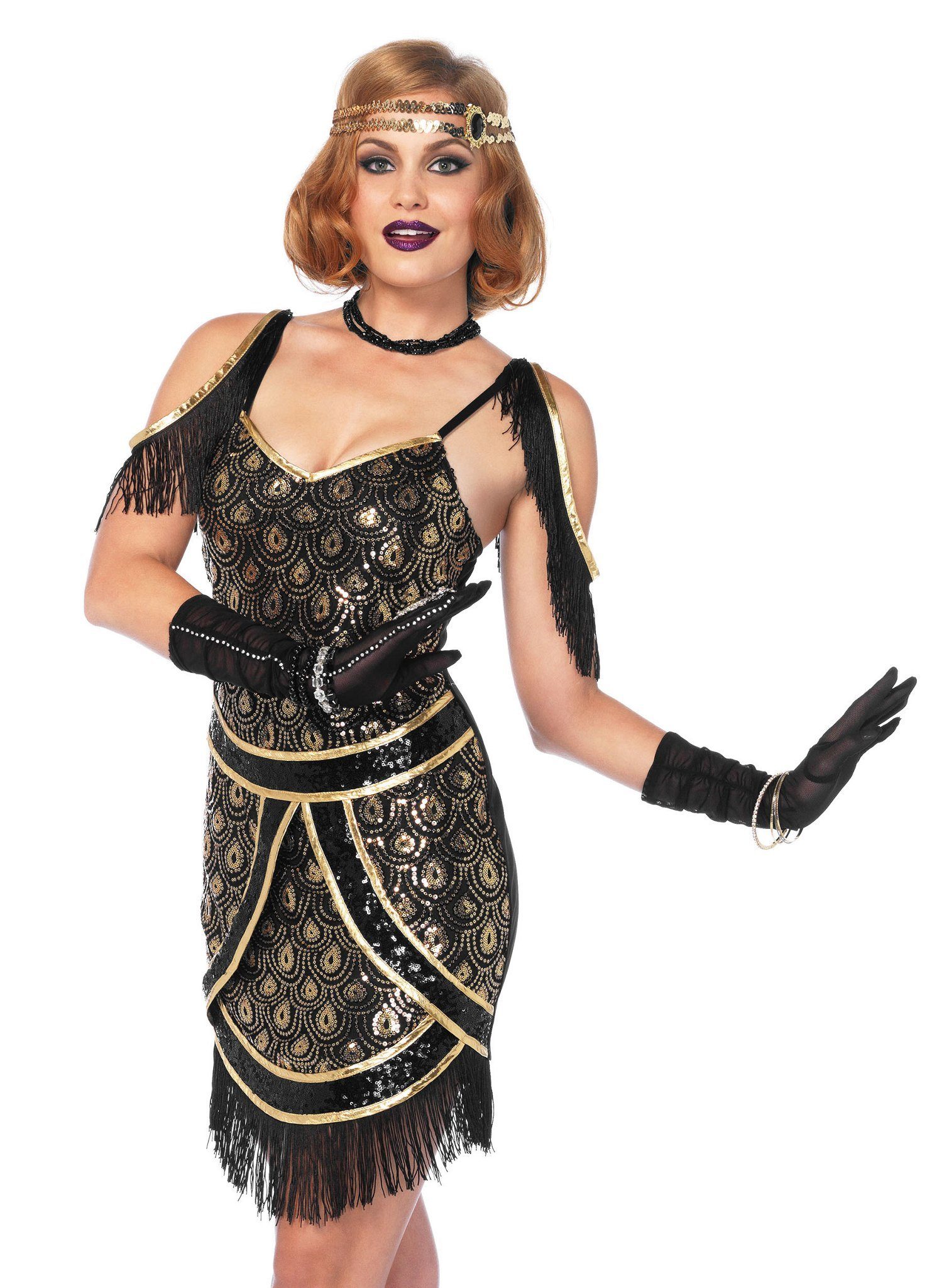 20er Jahre Carla Flapper Kostüm schwarz NEU Damen Karneval Fasching Verkleidun 