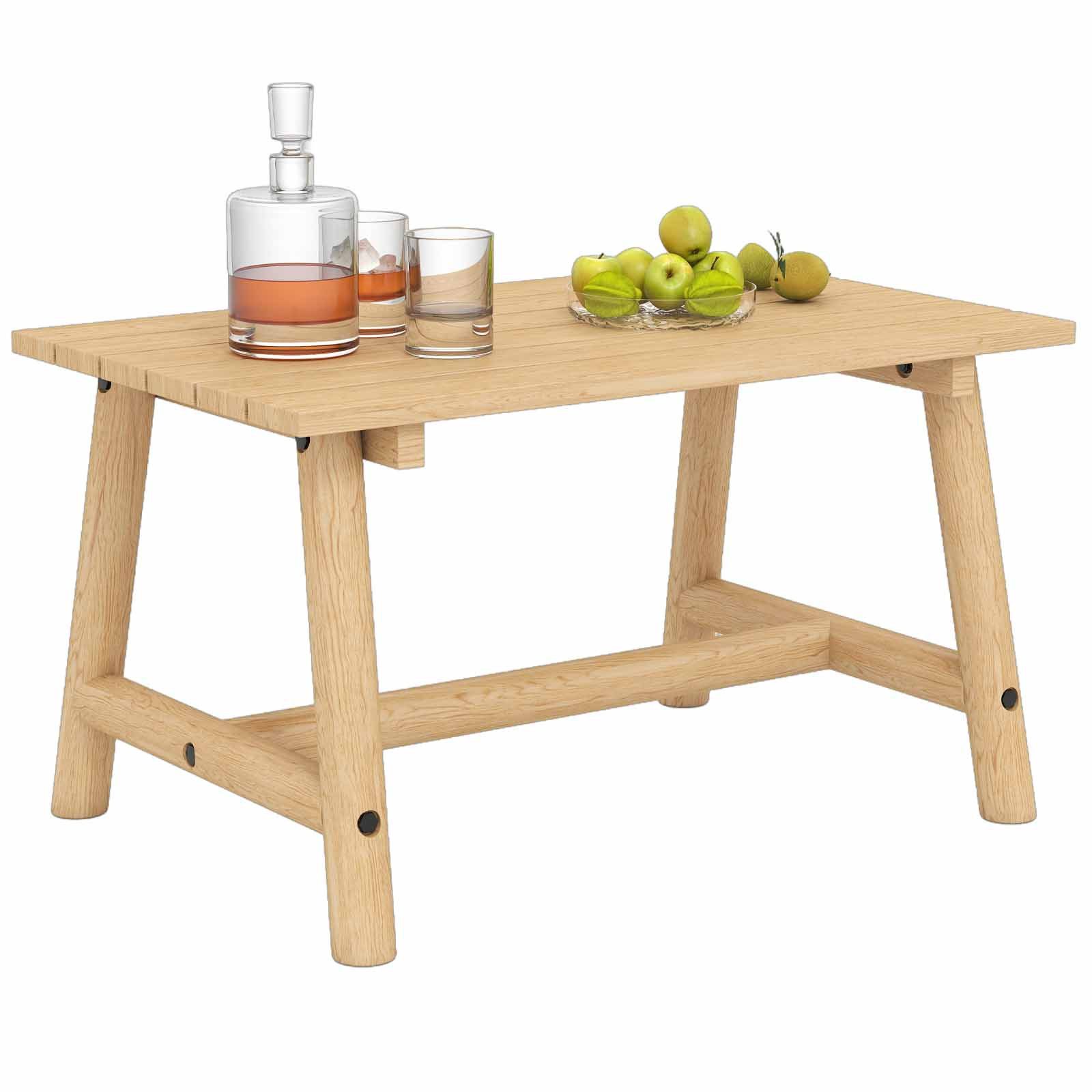 COSTWAY Gartentisch (1-St), Outdoor-Couchtisch, Massivholz-Terrassentisch