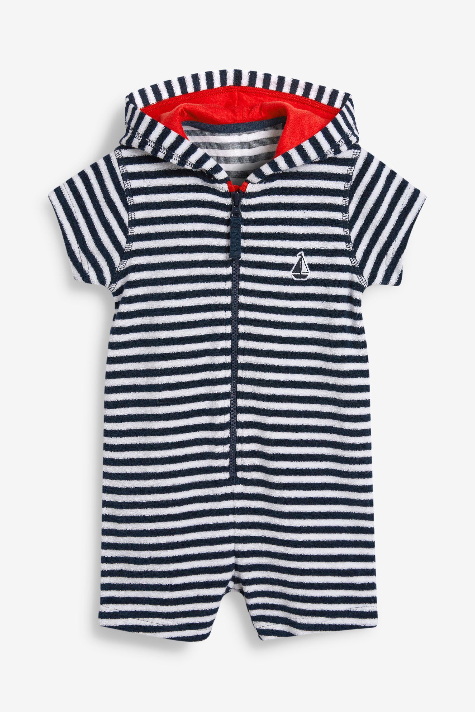 (1-tlg) Navy Strandoverall Frottee-Einteiler Next Stripe