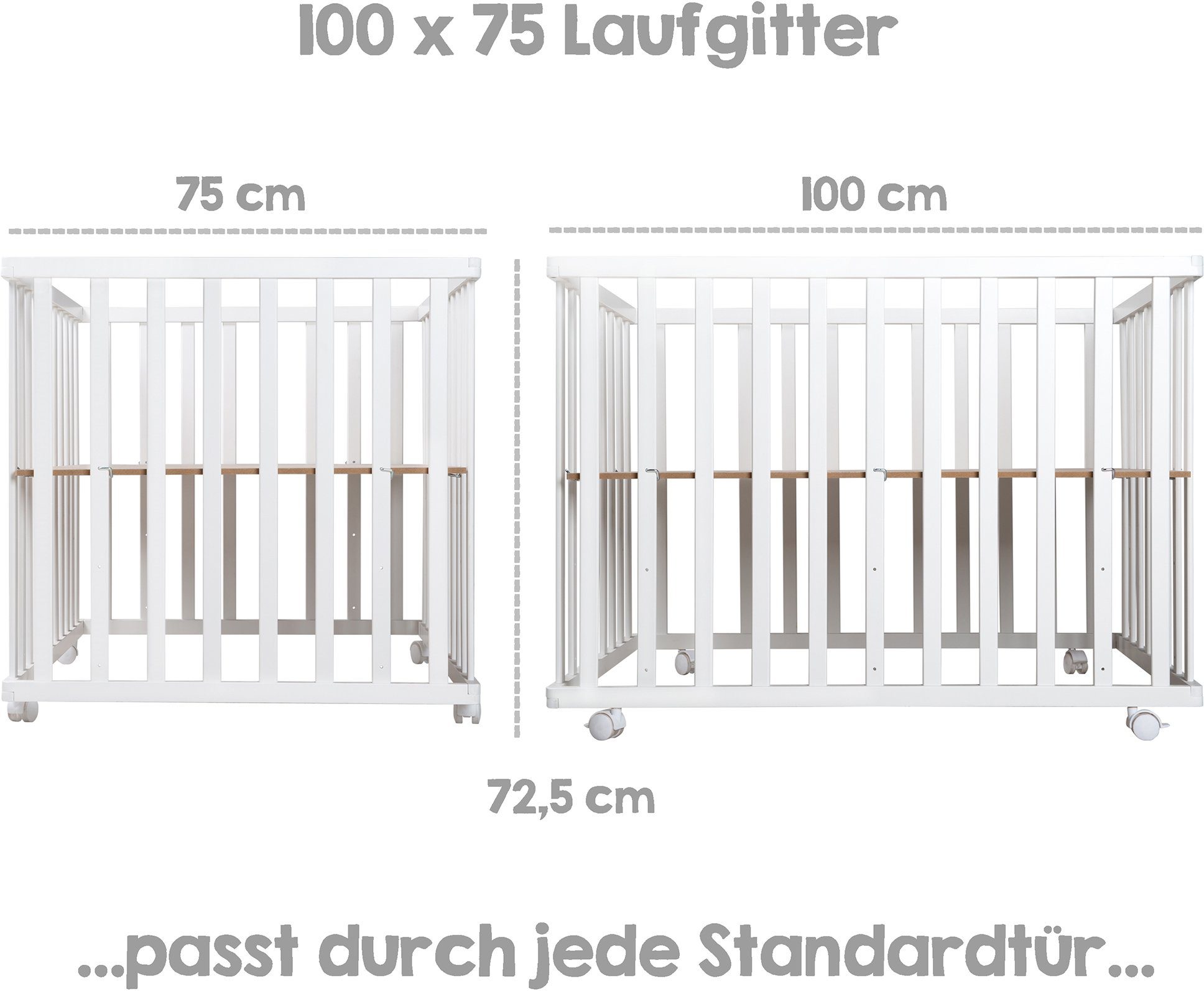 roba® Laufgitter Sternenzauber grau, 100x75 cm, mit Stoffeinlage und  Nestchen, Mit gepolstertem Folienboden und Bremsrollen