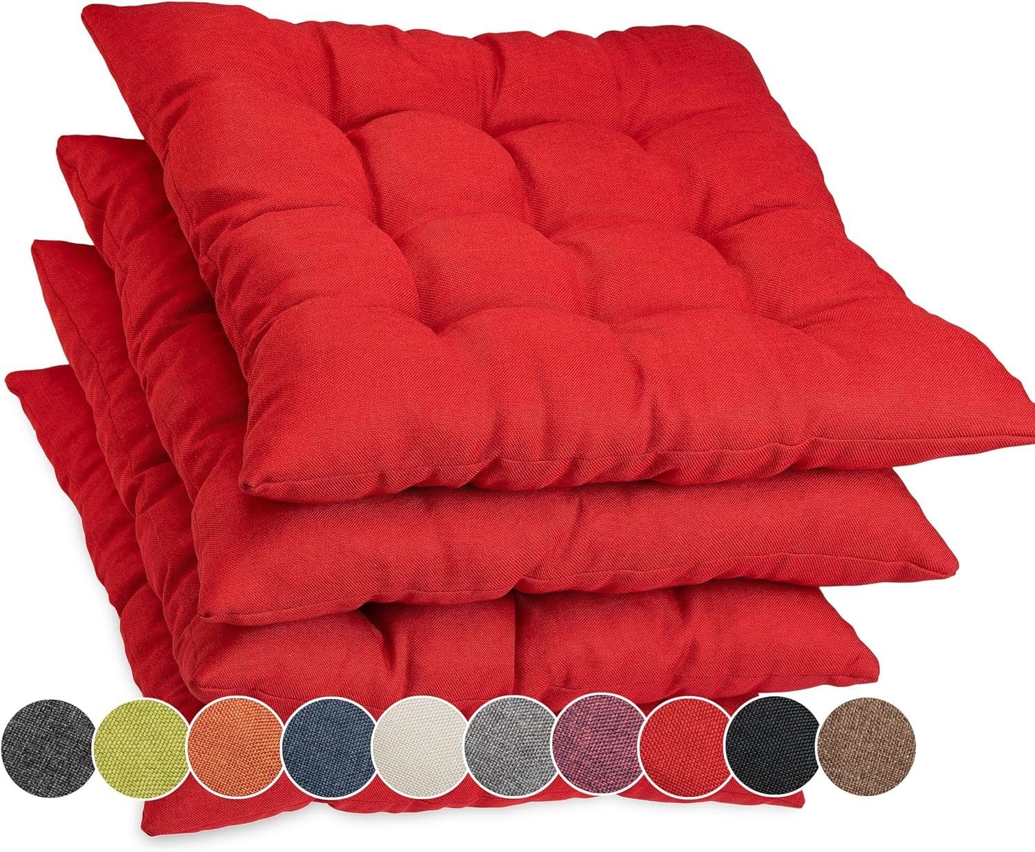 Bändern 4er Ontario, sunnypillow Stuhlkissen Rot Stuhlkissen mit Set