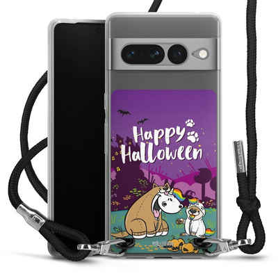 DeinDesign Handyhülle Pummeleinhorn Bisu Happy Halloween, Google Pixel 7 Pro Handykette Hülle mit Band Case zum Umhängen
