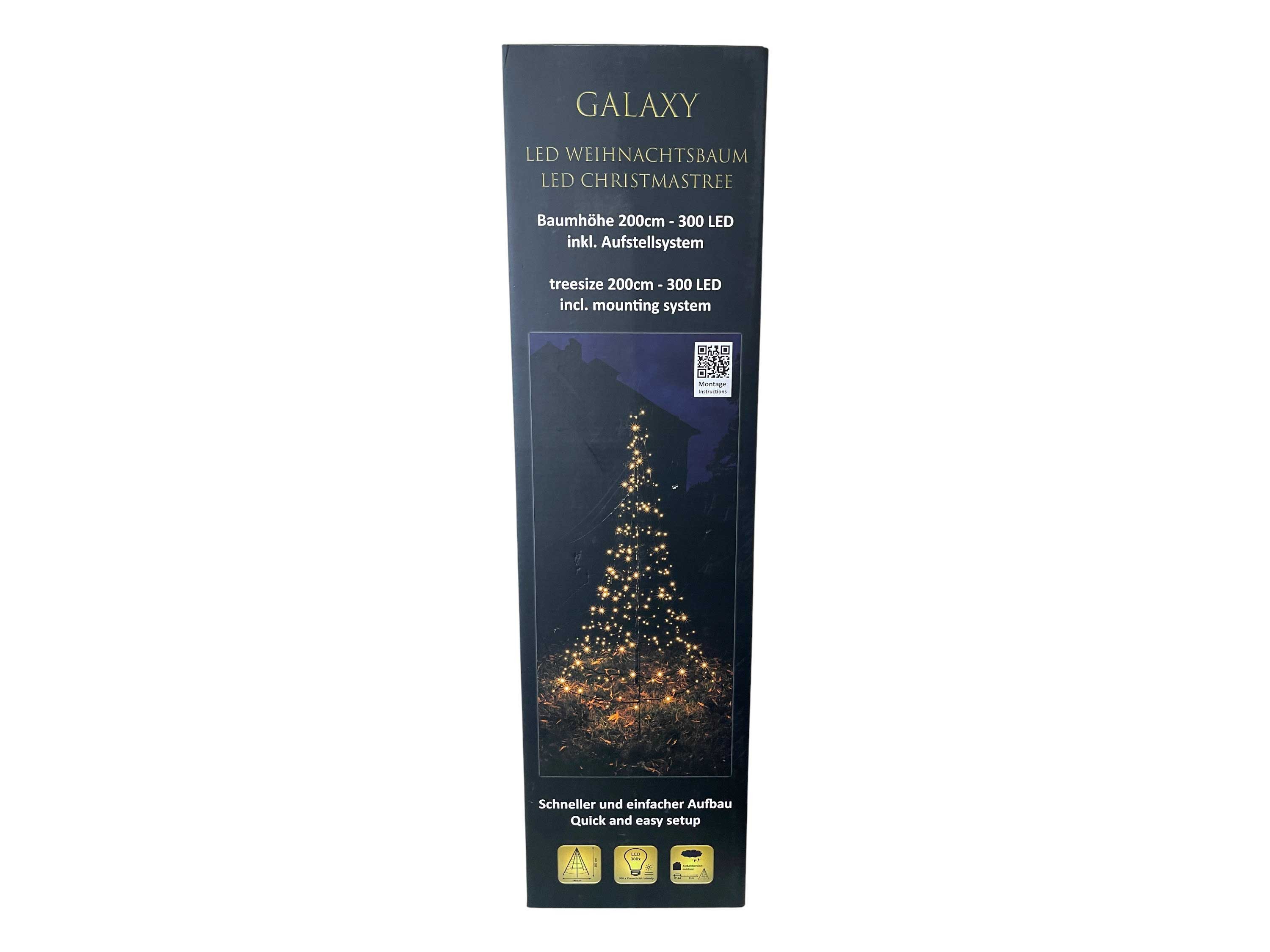 FHS LED-Lichterkette Galaxy, 200cm 300 LEDs warmweiß 6 Stränge Metallgestell