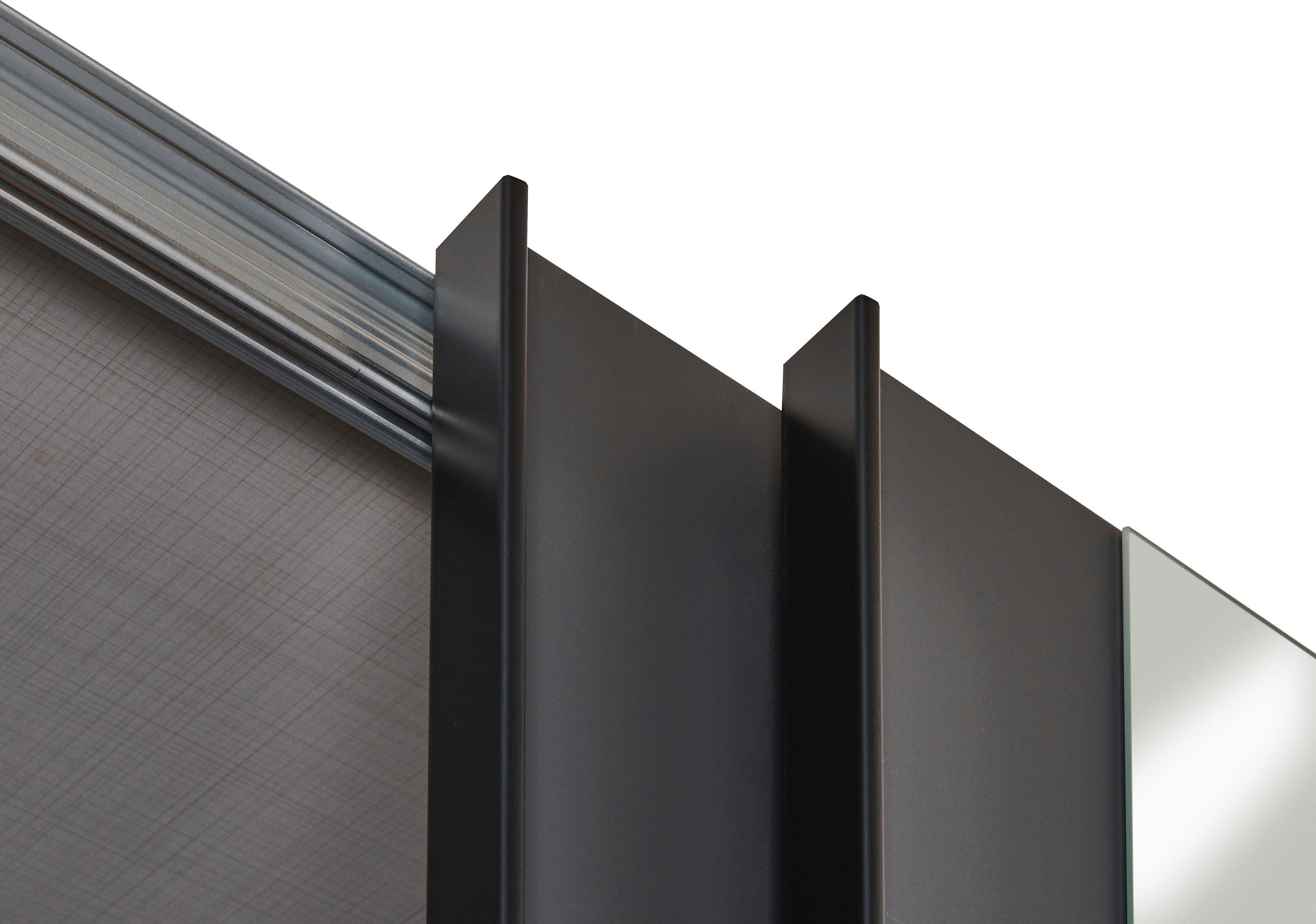 Wimex Schwebetürenschrank Norderstedt Stoffboxen 2 Flagstaff INKLUSIVE 2 und Graphit zusätzliche grey Graphit/ Eiche Einlegeböden Glas | Nachbildung