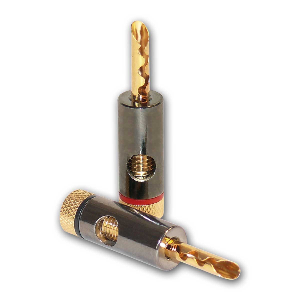 Dynavox Rundstecker 4er Set Bananenstecker, Hohlstecker, 2xrot/2xschwa