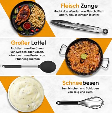 HYIEAR Kochbesteck-Set Kochbesteck-Set Silikon15 set, Küche Utensil Set, abwaschbares, Lebensmittelsicherheit,hitzebeständig, Küchengeschirr mit Aufhängeösen