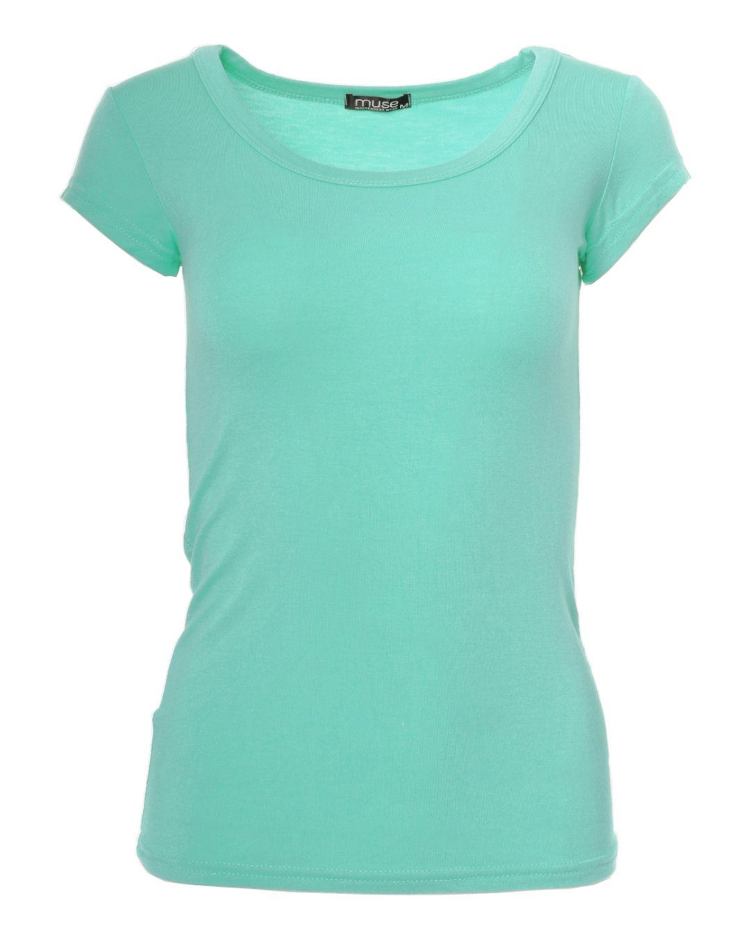 Sonderverkauf Muse T-Shirt Basic Skinny Kurzarm 1001 aqua Fit T-Shirt