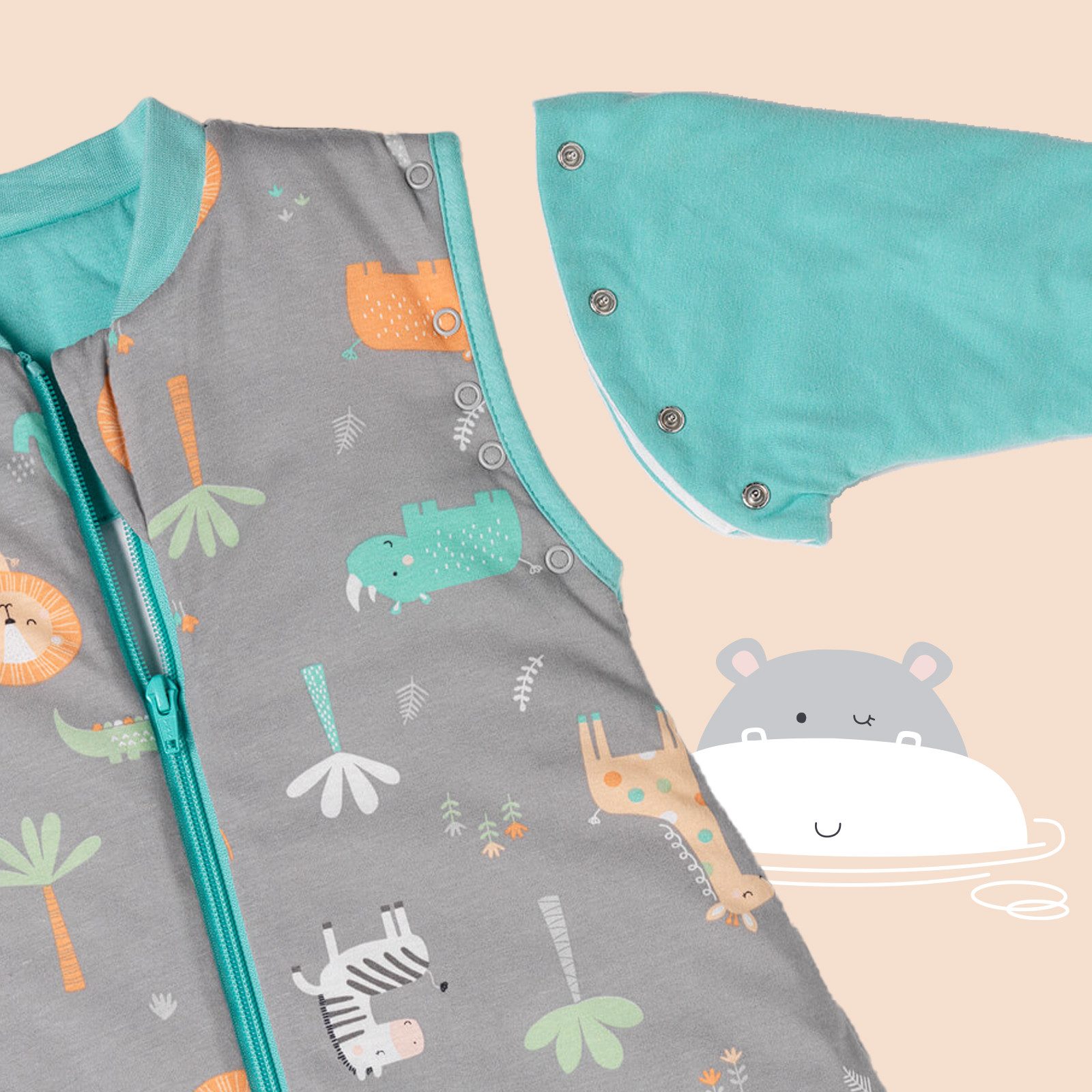 Schlummersack Kinderschlafsack Schlafsack mit Füßen und umklappbaren Bündchen, 2.5 Tog – Bild 5 von 5