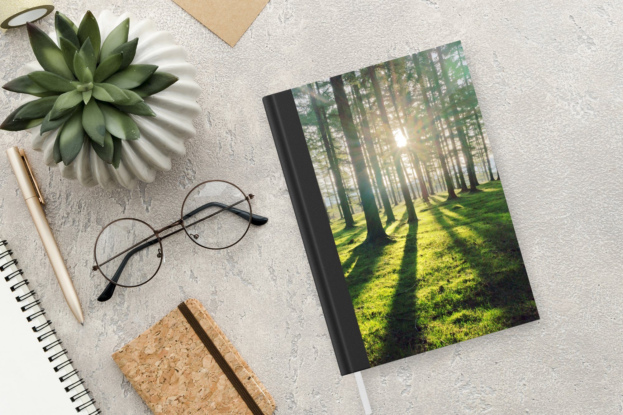 Wald, MuchoWow Notizheft, Notizbuch - Natur 98 A5, Journal, Tagebuch, Bäume Seiten, Merkzettel, - Haushaltsbuch