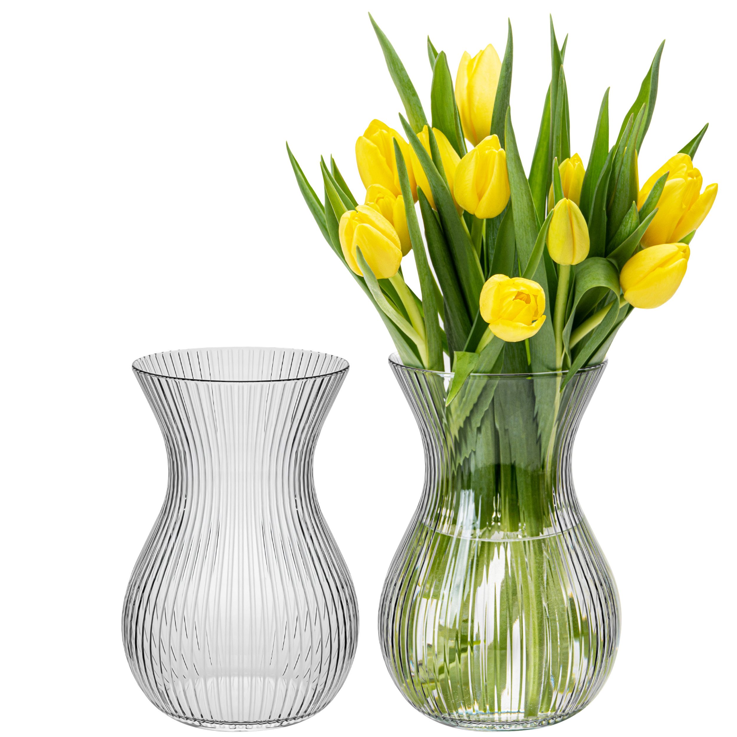 KONZEPT Tischvase Glasvase geriffelt 18 cm günstig online kaufen