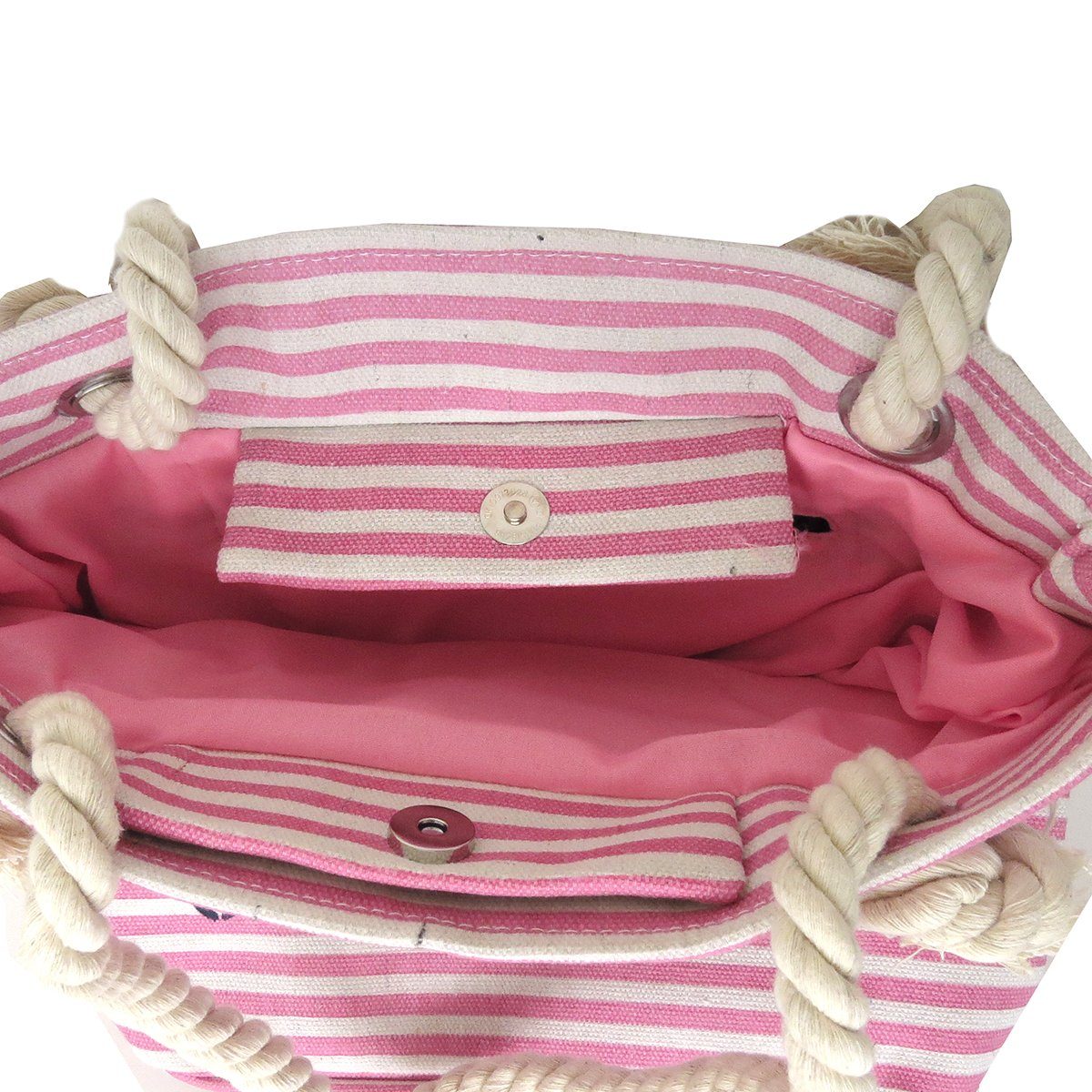 Shopper Innentasche Shopper Koordinaten, kleine Reißverschluss XS mit Tasche rosa-marine Originelli Sonia Umhängetasche "Norderney"