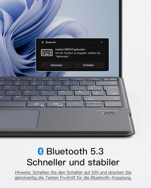 Inateck Surface Pro Tastatur Kompatibel mit Surface Pro 11/10/9/8/X Tablet-Tastatur (mit 7-Farbiger Hintergrundbeleuchtung)