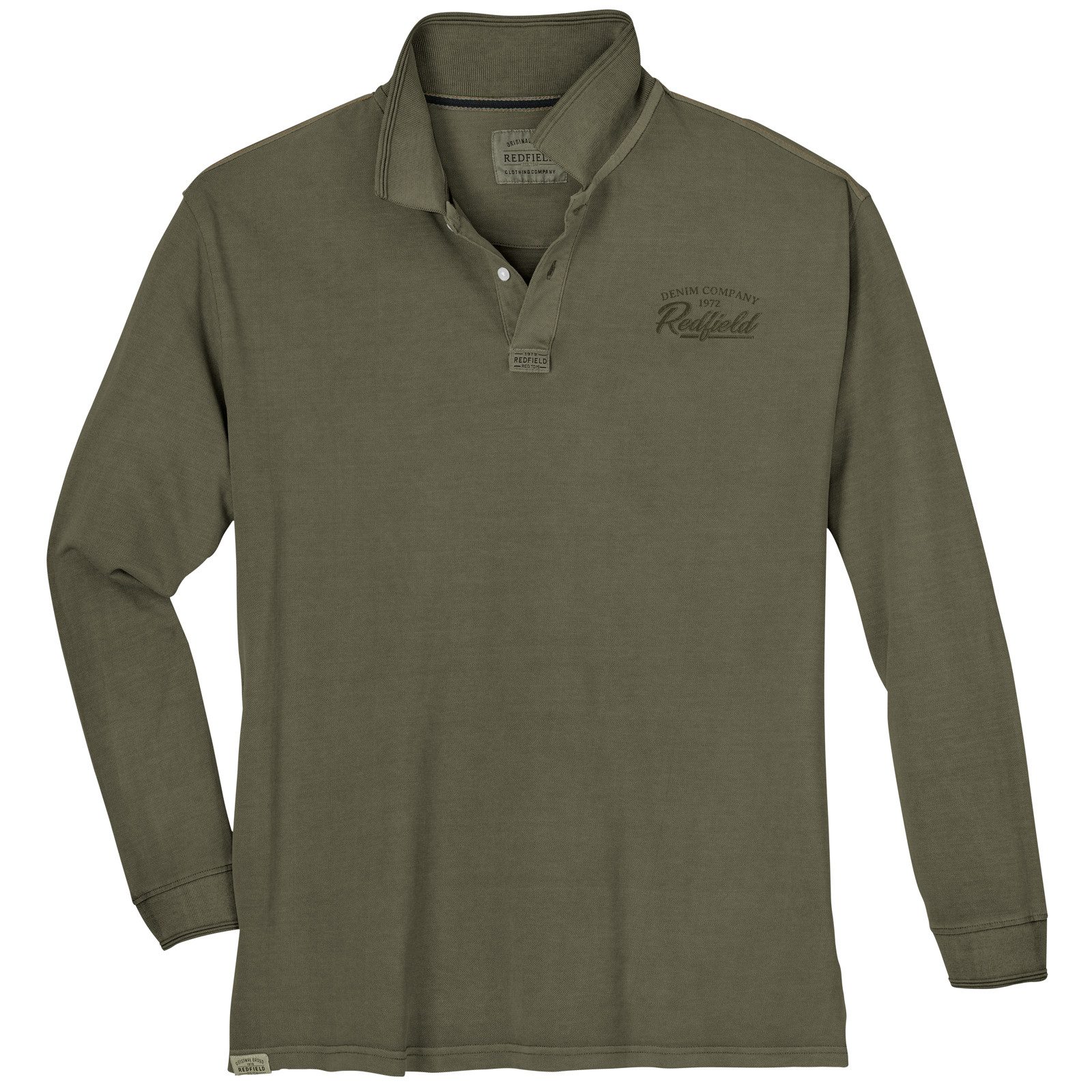 Poloshirt Redfield Übergrößen Langarm-Polo Vintage khaki
