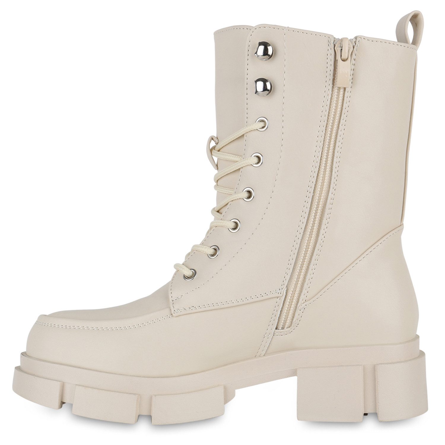VAN HILL 839727 Schnürstiefelette Damen Stiefeletten Leicht Gefüttert Schnürstiefeletten Blockabsatz