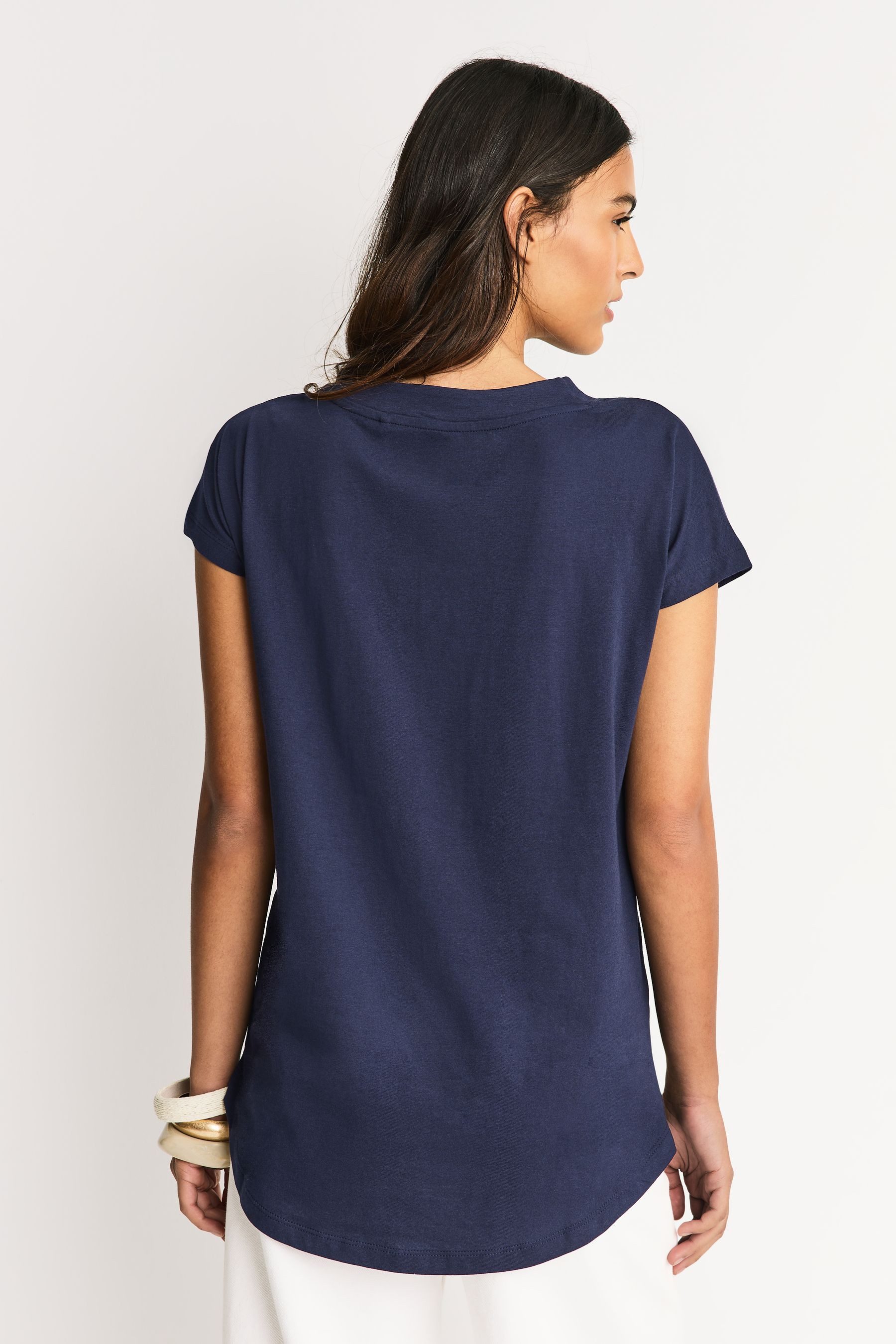 Next T-Shirt T-Shirt mit V-Ausschnitt und angesetzten Ärmeln (1-tlg) günstig online kaufen