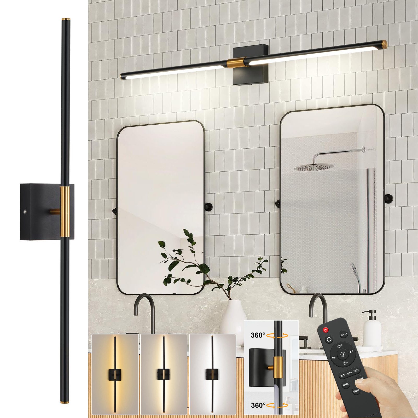 Rosnek Wandleuchte USB-C Wiederaufladbare LED Wandlampe mit Fernbedienung, günstig online kaufen