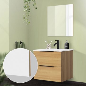 ML-DESIGN Badezimmerspiegelschrank Badezimmerspiegel aus Glas Wandmontage Deko Spiegel Badspiegel Weiß Rahmenlos ohne Led 60 x 60 cm