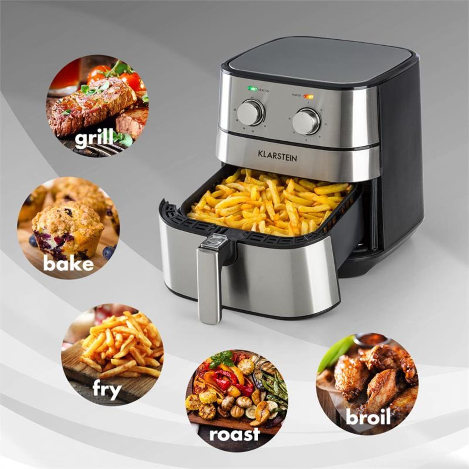 Klarstein Heißluftfritteuse, 1700 W, Air Fryer Fritteuse ohne Öl Heizluftfritteuse Heißluftfritteusen