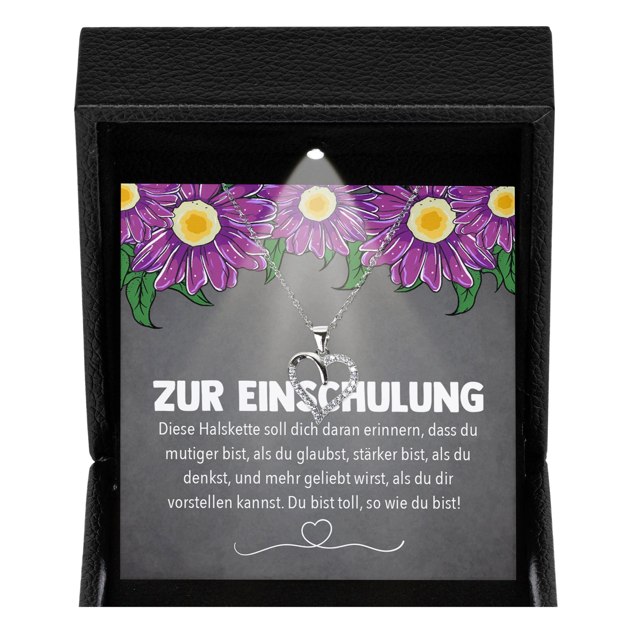 22Feels Schmuckset Einschulung Geschenk Mädchen Schmuck 1.Klasse Schulanfang Halskette Ka (Geschenkset), Silber 925/000, Geschenkset Made In Germany, Premium Licht Etui