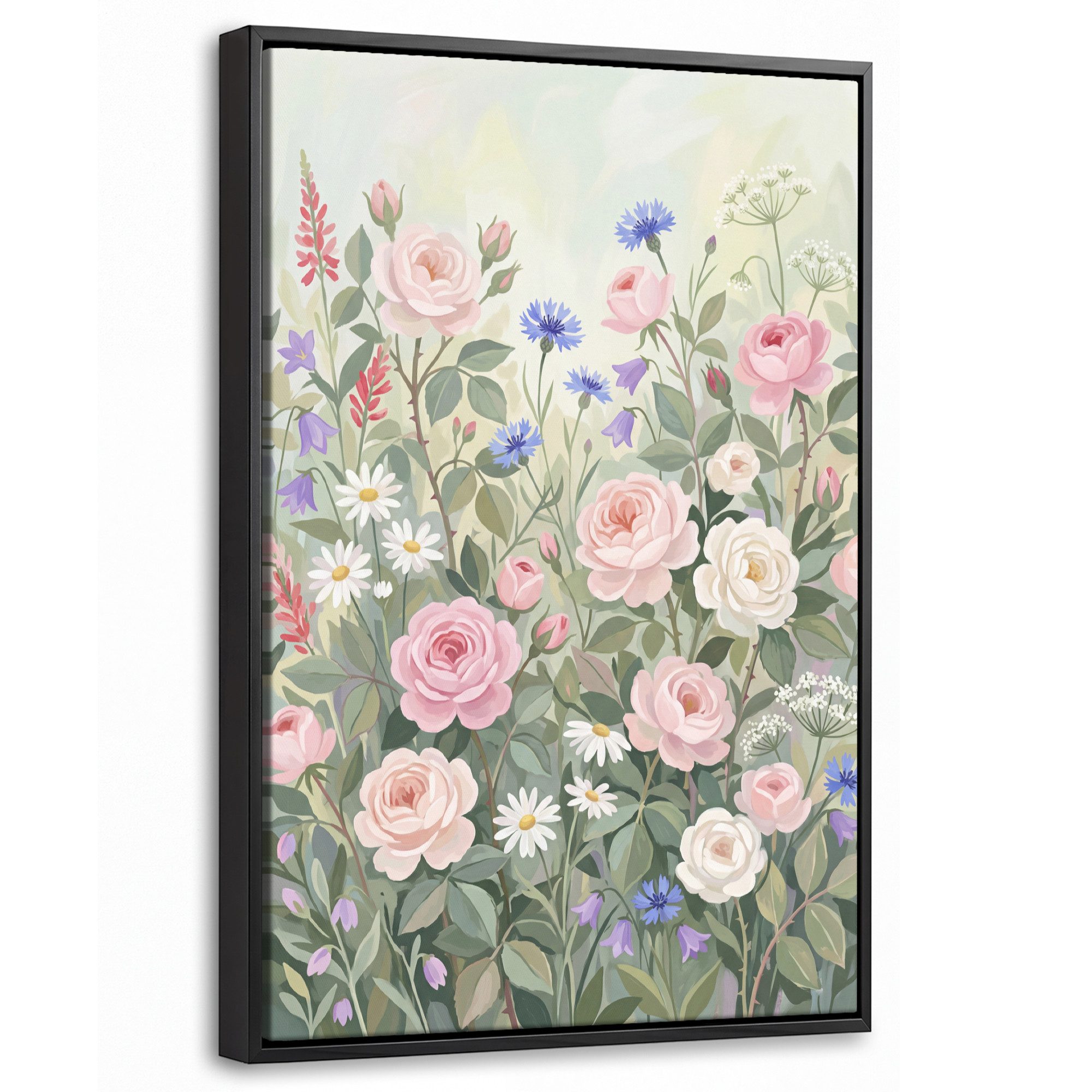 OneMillionCanvasses® Leinwandbild mit Rahmen - Blumen - Garten - Natur - Farbenfroh, Fotodruck (1 St), Deko für Wohnzimmer Schlafzimmer Küche 20x30cm