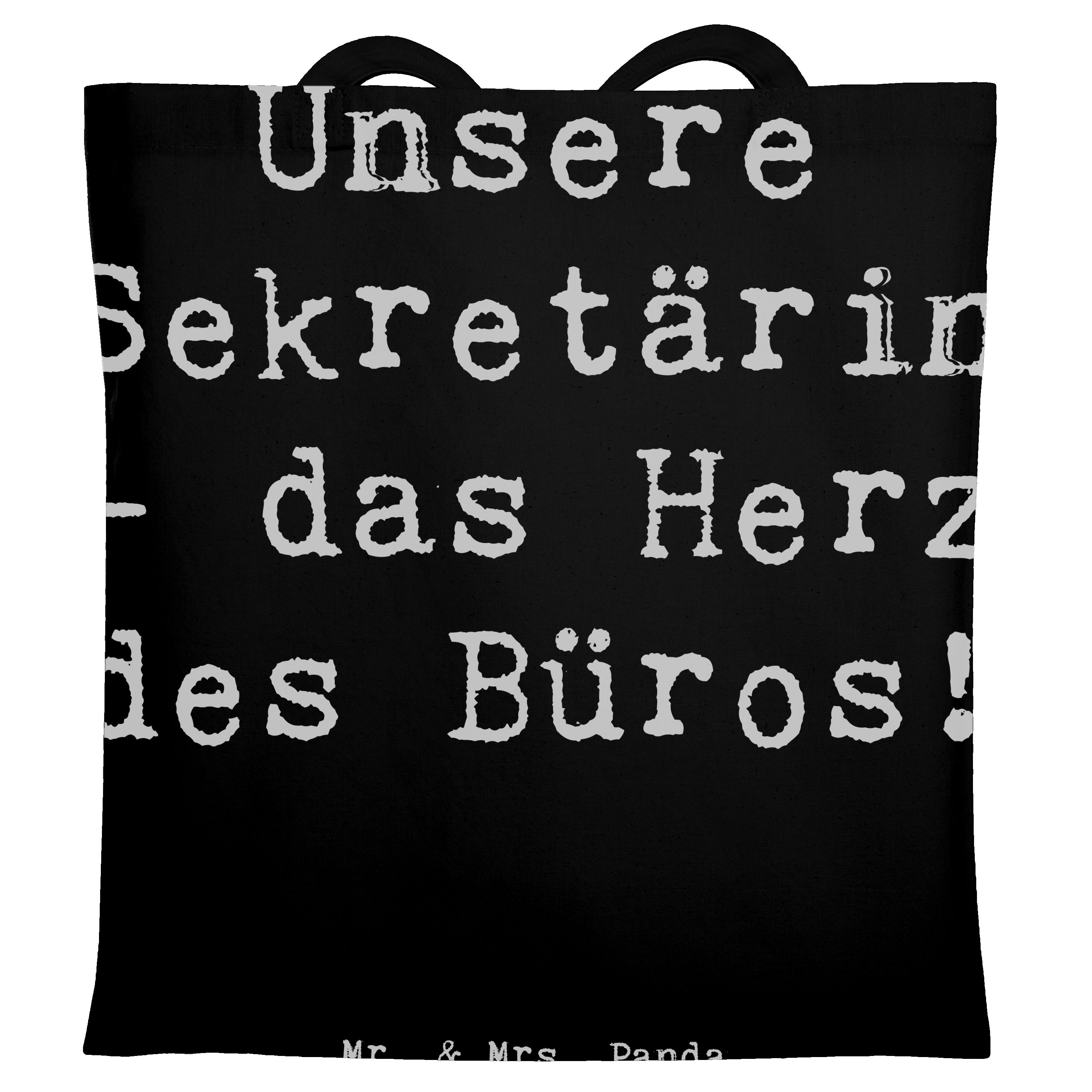Tragetasche Sekretärin Herz - Schwarz - Geschenk, Bedanken, Anerkennung, Mitarbei