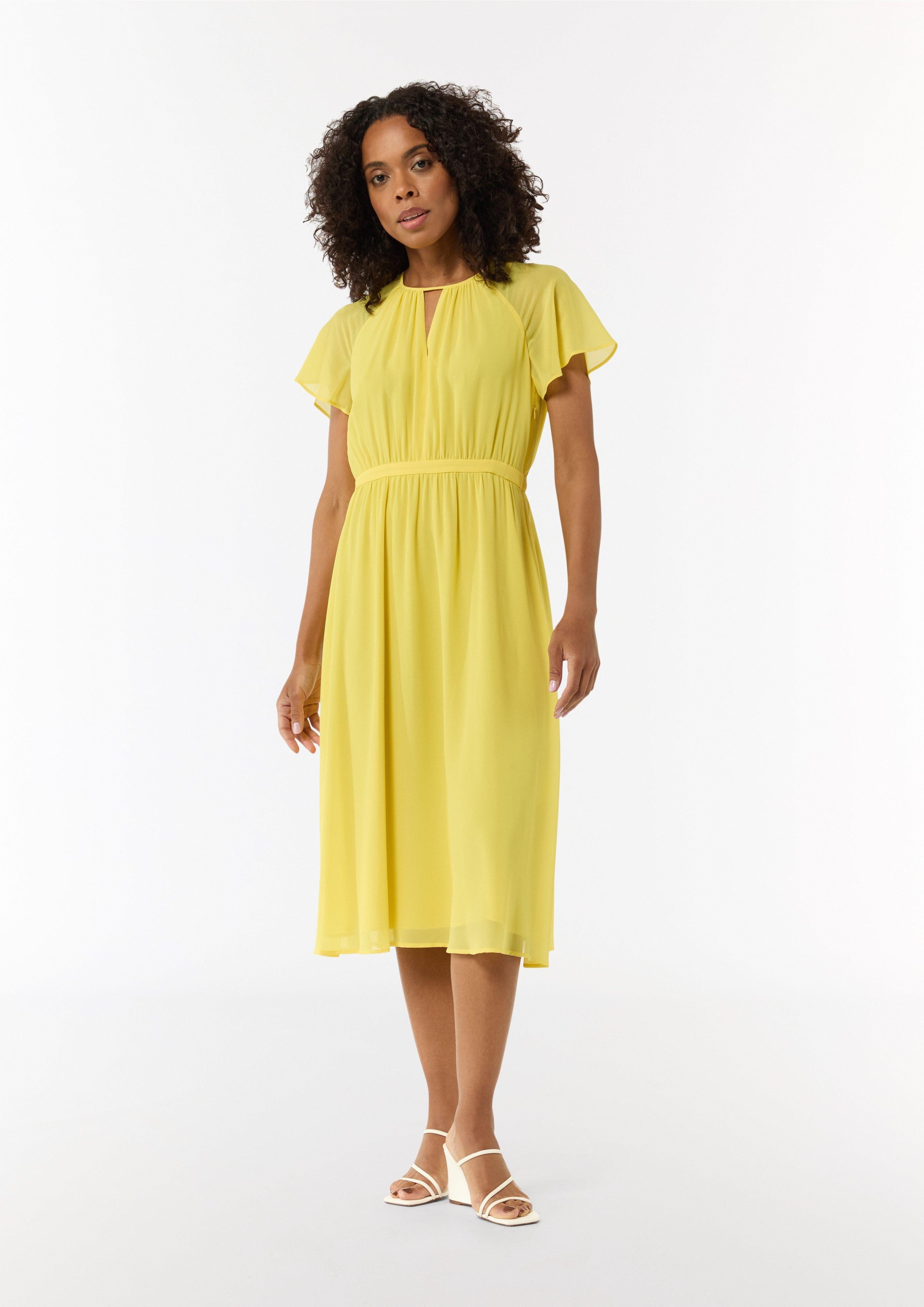 Comma Maxikleid Long-Shape-Kleid aus Chiffon mit Raffung Raffung