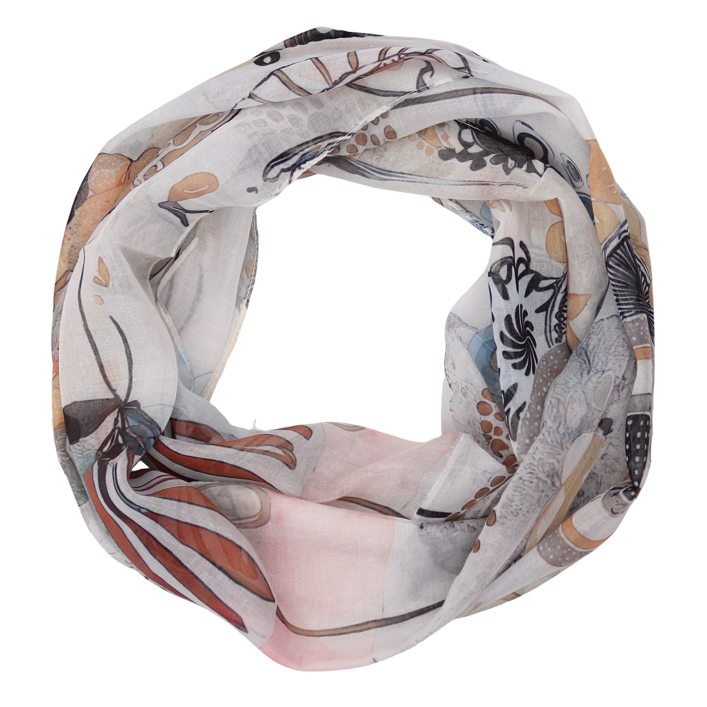 MIRROSI Loop Damen Schal mit Tollem Muster Weich aus 100% Viskose, Schlauchschal, (ca.160x48cm, zweimal um den Hals wickelbar), Damen Halstuch Stola ideal für Frühling,Sommer, Herbst