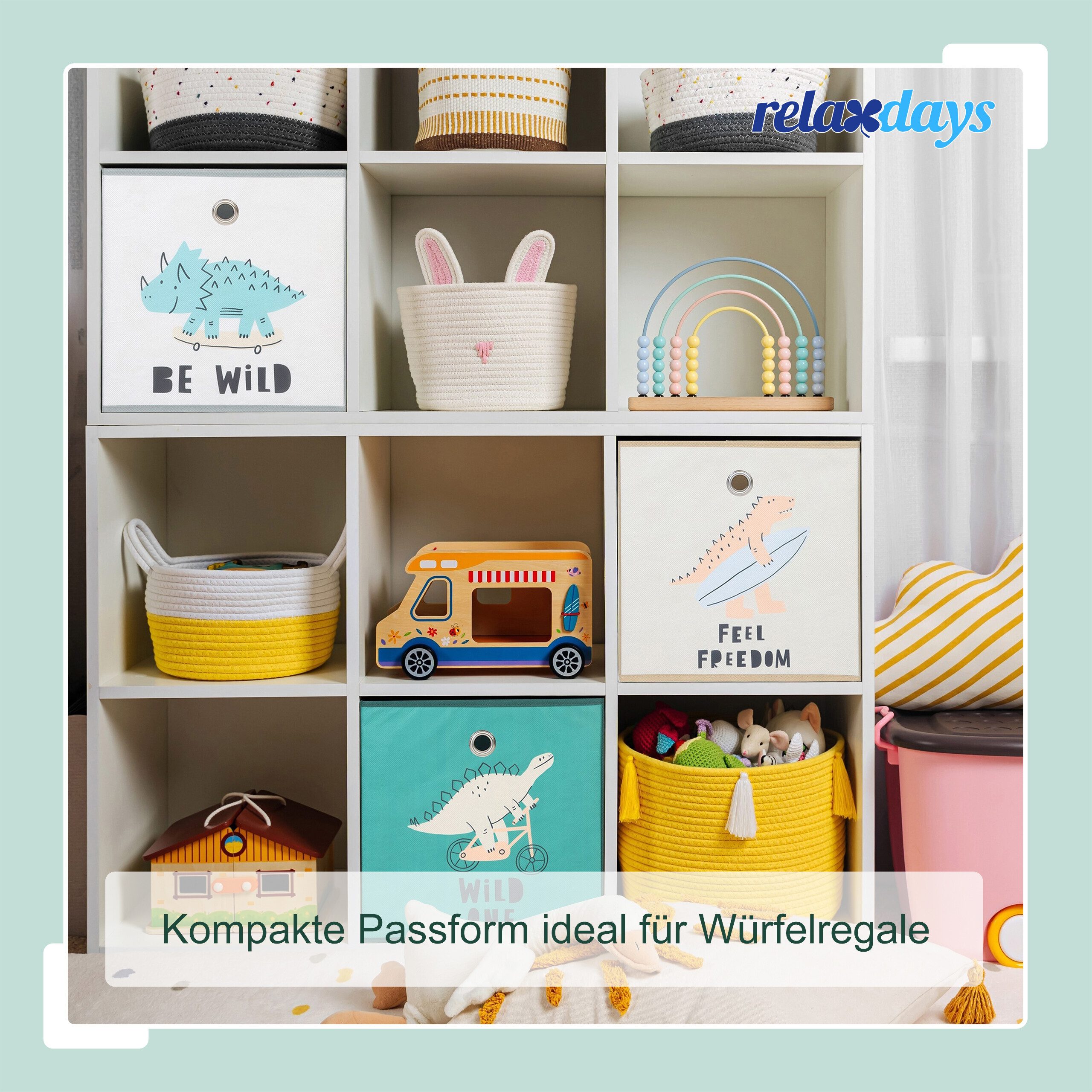 relaxdays Faltbox Kinder Aufbewahrungsboxen im 3er Set (3 St), B – Bild 2 von 5