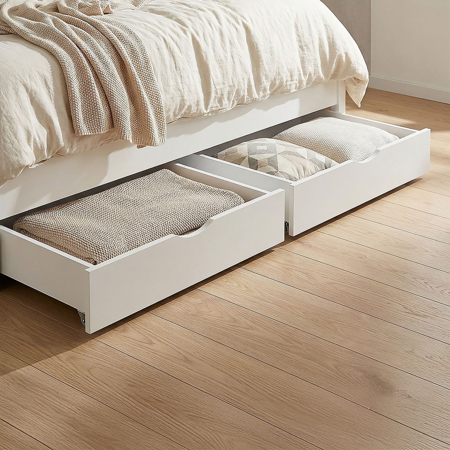 Homestyle4u Bettschubkasten Bettkasten Holz Aufbewahrung Bett Schublade Wei günstig online kaufen