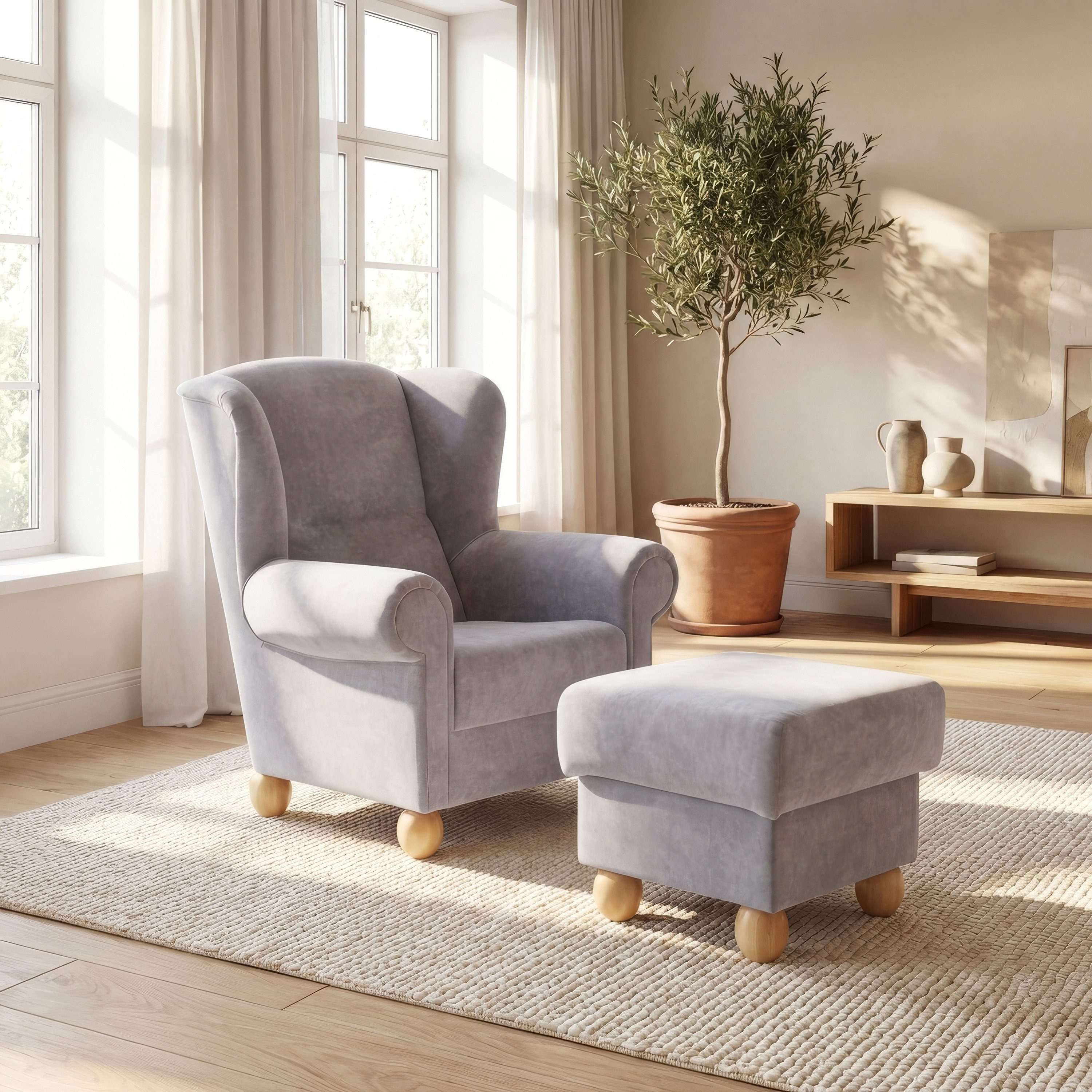 Max Winzer® Polsterhocker Monarch, Flachgewebe