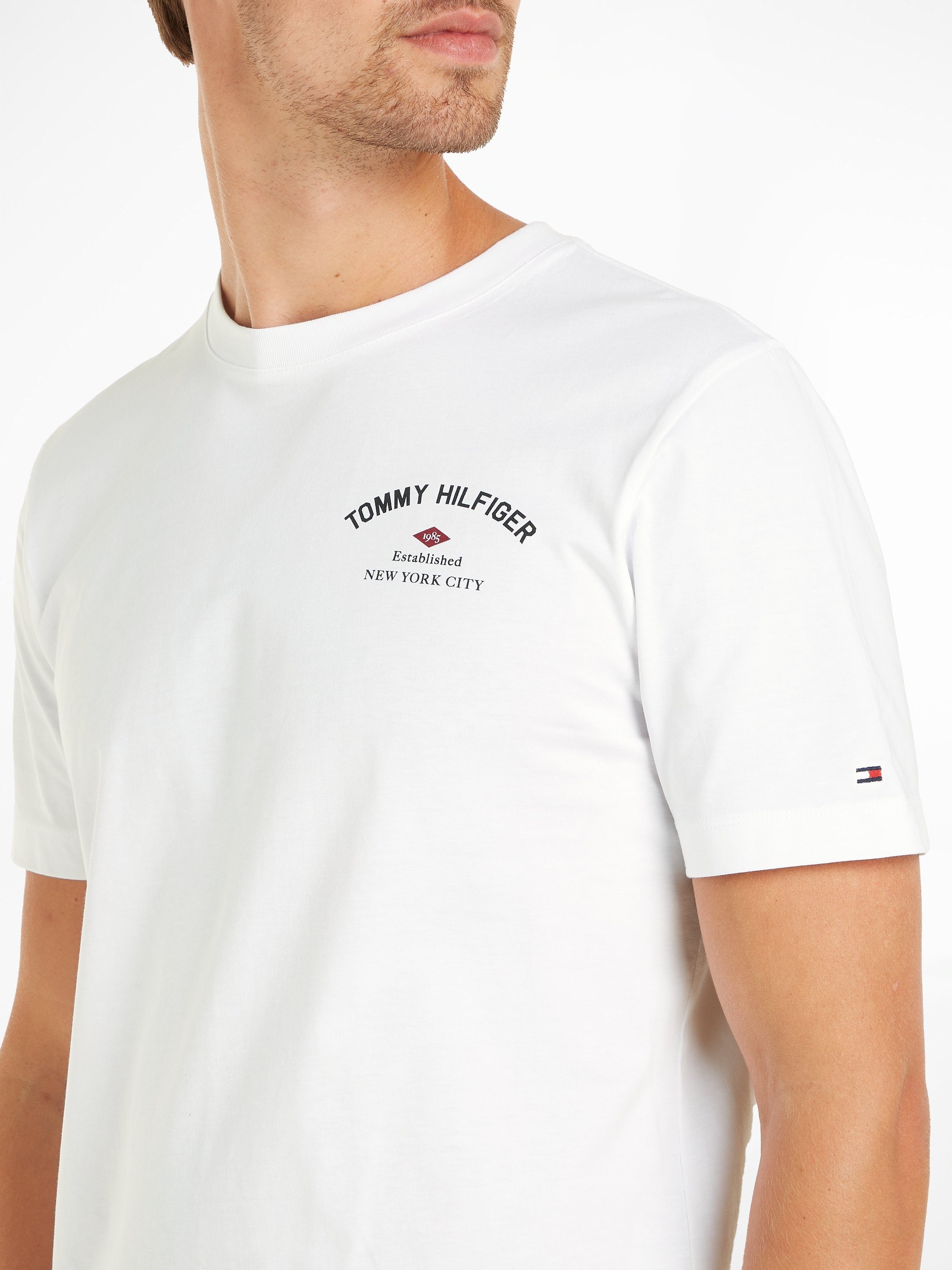 mit Rundhalsausschnitt TEE T-Shirt Tommy Hilfiger BRIDGE PHOTOPRINT White